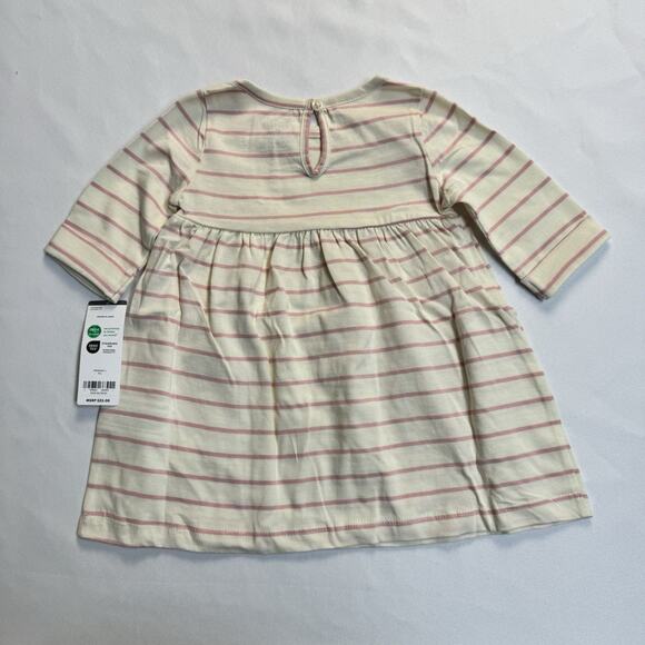 Carter's Striped Apple Dress with Underpants Baby Girls Size 9 Months Cream Pink - Picture 3 of 8